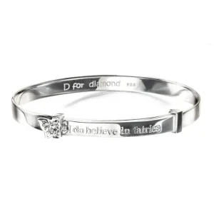 Jack Murphy Jewellers Childrens Jewellery | Jmj Diamond Set Jewellery | Sterling Silver Filigree Butterfly & Diamond Set Baby Bangle