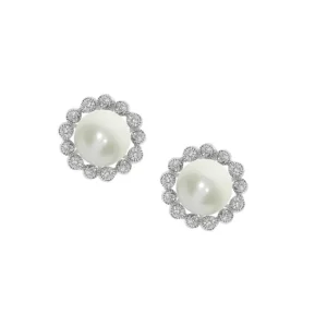Jack Murphy Jewellers Jmj Sterling Silver Jewellery | Sterling Silver Freshwater Pearl & Halo Stud Earrings