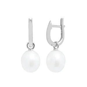 Jack Murphy Jewellers Jmj Sterling Silver Jewellery | Sterling Silver Freshwater Pearl Hoop Earrings