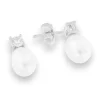 Jack Murphy Jewellers Jmj Sterling Silver Jewellery | Sterling Silver Freshwater Pearl's & CZ Stone Drop Earrings