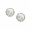 Jack Murphy Jewellers Bridal Jewellery | Jmj Sterling Silver Jewellery | Sterling Silver Freshwater Pearl & Halo Stud Earrings