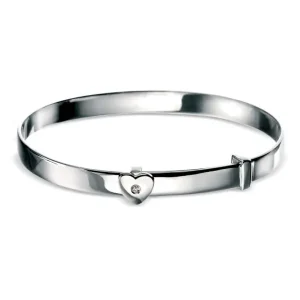 Jack Murphy Jewellers Childrens Jewellery | Jmj Diamond Set Jewellery | Sterling Silver Heart & Diamond Baby Bangle