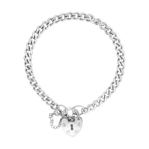 Jack Murphy Jewellers Jmj Sterling Silver Jewellery | 925 Sterling Silver Heart Lock Chain Bracelet
