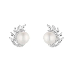 Jack Murphy Jewellers Bridal Jewellery | Jmj Sterling Silver Jewellery | Sterling Silver Marquise CZ & Pearl Stud Earrings