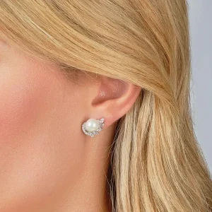 Jack Murphy Jewellers Bridal Jewellery | Jmj Sterling Silver Jewellery | Sterling Silver Marquise CZ & Pearl Stud Earrings