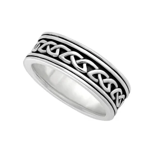 Jack Murphy Jewellers Jmj Sterling Silver Jewellery | Sterling Silver Mens Silver Celtic Knot Oxidised Ring - Size W