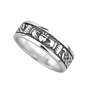 Jack Murphy Jewellers Jmj Sterling Silver Jewellery | Sterling Silver Mens Silver Claddagh Oxidised Ring - Size U