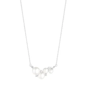 Jack Murphy Jewellers Jmj Sterling Silver Jewellery | Sterling Silver Multi Size Pearl & CZ Necklace
