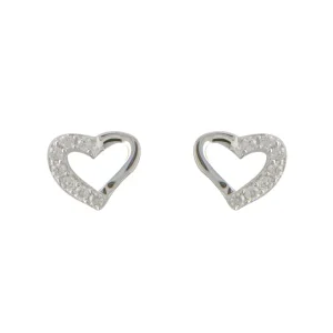 Jack Murphy Jewellers Childrens Jewellery | Jmj Sterling Silver Jewellery | Sterling Silver Open Heart & Set CZ Stud Earrings