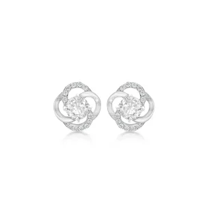Jack Murphy Jewellers Bridal Jewellery | Jmj Sterling Silver Jewellery | Sterling Silver Open Knot & Round CZ Stud Earrings