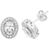 Jack Murphy Jewellers Jmj Sterling Silver Jewellery | Sterling Silver Oval & Halo CZ Stud Earrings