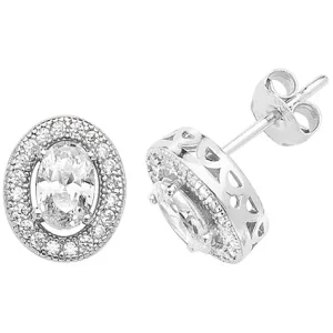 Jack Murphy Jewellers Jmj Sterling Silver Jewellery | Sterling Silver Oval & Halo CZ Stud Earrings