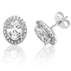Jack Murphy Jewellers Bridal Jewellery | Sterling Silver Oval & Halo CZ Earrings
