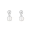 Jack Murphy Jewellers Bridal Jewellery | Jmj Sterling Silver Jewellery | Sterling Silver Pear, Halo CZ & Drop Pearl Earrings