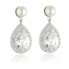 Jack Murphy Jewellers Jmj Sterling Silver Jewellery | Sterling Silver Pear, Halo CZ & Pearl Drop Studs