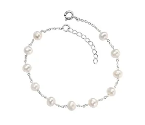 Jack Murphy Jewellers Bridal Jewellery | Jmj Sterling Silver Jewellery | Sterling Silver Pearl & Adjustable Trace Chain Bracelet