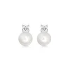 Jack Murphy Jewellers Jmj Sterling Silver Jewellery | Sterling Silver Pearl & Brilliant Round CZ Stud Earrings