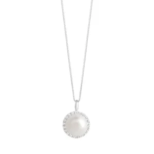 Jack Murphy Jewellers Bridal Jewellery | Jmj Sterling Silver Jewellery | Sterling Silver Pearl & CZ Halo Necklace