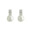 Jack Murphy Jewellers Jmj Sterling Silver Jewellery | Sterling Silver Pearl & Double Brilliant Round CZ Stud Earrings