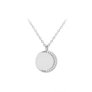 Jack Murphy Jewellers Jmj Sterling Silver Jewellery | Sterling Silver Personalising Disc & Crescent CZ Set Necklace