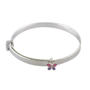 Jack Murphy Jewellers Childrens Jewellery | Jmj Sterling Silver Jewellery | Sterling Silver Pink & Purple Butterfly Baby Bangle