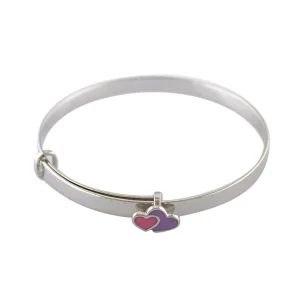 Jack Murphy Jewellers Childrens Jewellery | Jmj Sterling Silver Jewellery | Sterling Silver Pink & Purple Heart Baby Bangle
