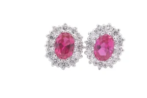 Jack Murphy Jewellers Jmj Sterling Silver Jewellery | Sterling Silver Pink Oval & Halo CZ Earrings