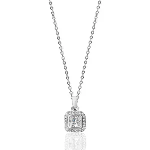 Jack Murphy Jewellers Bridal Jewellery | Sterling Silver Princess & Halo CZ Necklace