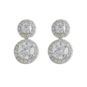 Jack Murphy Jewellers Jmj Sterling Silver Jewellery | Sterling Silver Round & Halo Drop CZ Earrings