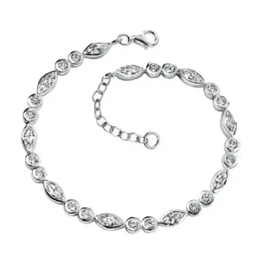 Jack Murphy Jewellers Bridal Jewellery | Sterling Silver Round CZ & Marquise Line Bracelet