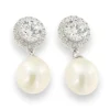 Jack Murphy Jewellers Bridal Jewellery | Jmj Sterling Silver Jewellery | Sterling Silver Round, Halo CZ & Drop Freshwater Pearl Earrings