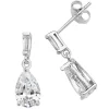 Jack Murphy Jewellers Jmj Sterling Silver Jewellery | Sterling Silver Tapered Baguette & Pear CZ Drop Stud Earrings