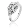 Jack Murphy Jewellers Jmj Sterling Silver Jewellery | Sterling Silver Three Stone Cushion & Heart CZ Ring