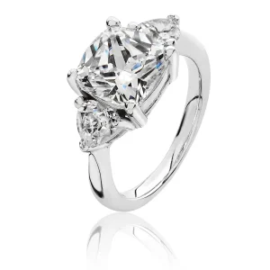Jack Murphy Jewellers Jmj Sterling Silver Jewellery | Sterling Silver Three Stone Cushion & Heart CZ Ring