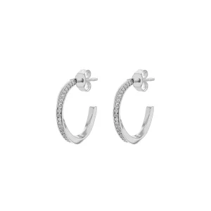 Jack Murphy Jewellers Jmj Sterling Silver Jewellery | Sterling Silver Twist Chanel Set CZ Half Hoop Earrings