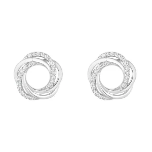 Jack Murphy Jewellers All Jmj & Branded Fashion Jewellery | Jmj Sterling Silver Jewellery | Sterling Silver Twist Open Circle CZ Stud Earrings
