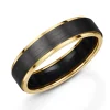 Jack Murphy Jewellers Zirconium Wedding Rings | Two Tone Wedding Rings | Zirconium & 9ct Yellow Gold 5.5mm Matte Flat Court Wedding Band