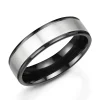 Jack Murphy Jewellers Zirconium Wedding Rings | Two Tone Wedding Rings | Zirconium & Platinum 6mm Matte & Polished Rounded Flat Wedding Band